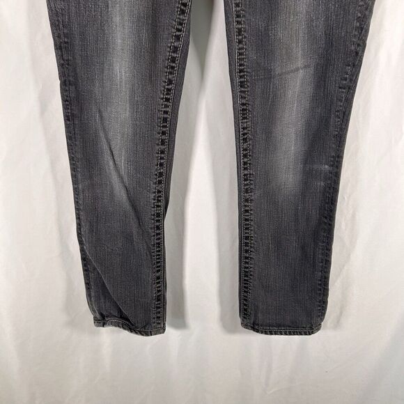 MEK Ulan Baton Cigarette Jeans Women's 28x34 Grey Denim Low Rise Embroidered - Picture 4 of 11